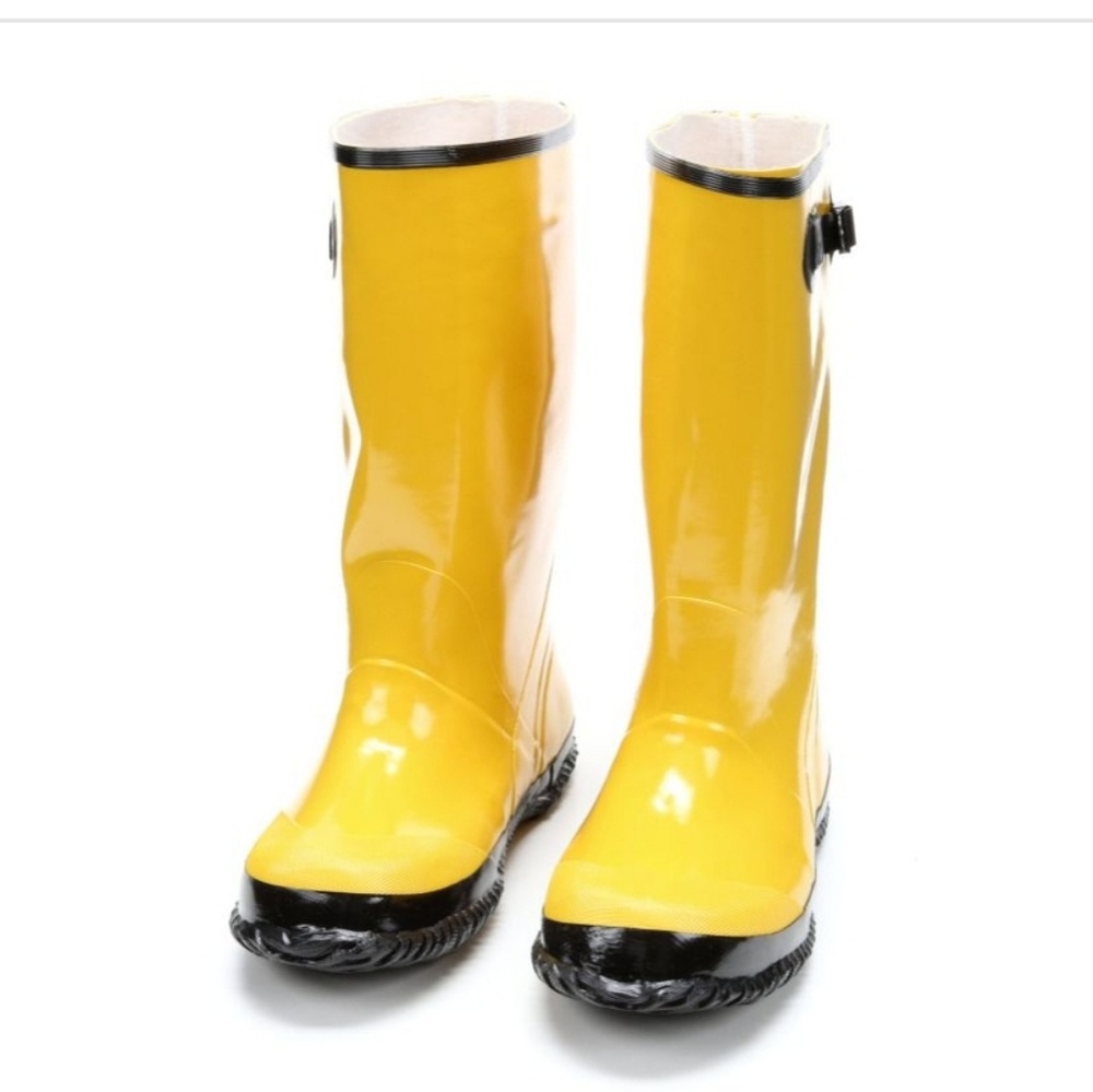 Lined Yellow Rubber Boots Slush Construction Rain - Picture 5 of 7